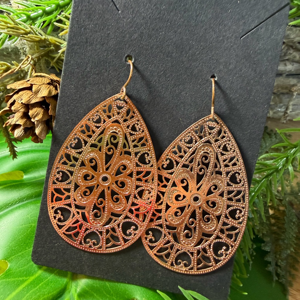 Elegant Gold Filigree Teardrop Earrings